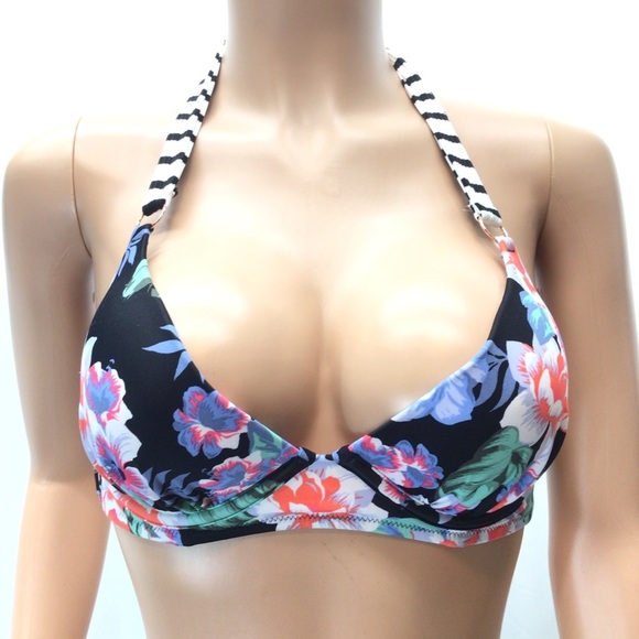 Shade & Shore Floral Light Lift Halter Bikini Top - Picture 2 of 11